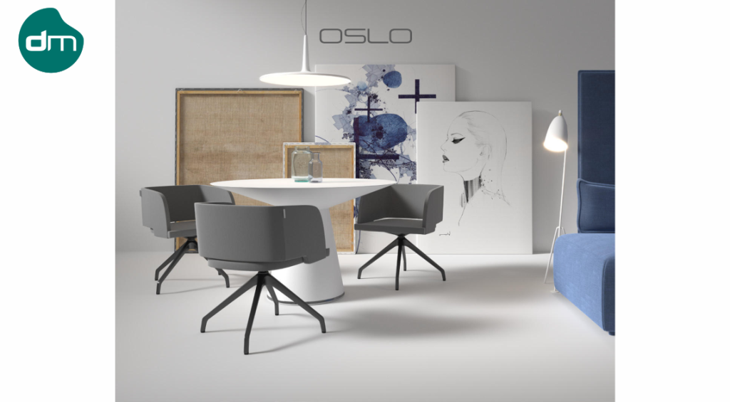 cadeira oslo, base aluminio, pousa pés integralmente revestida, base giratoria, 2 opções, marca datamovel